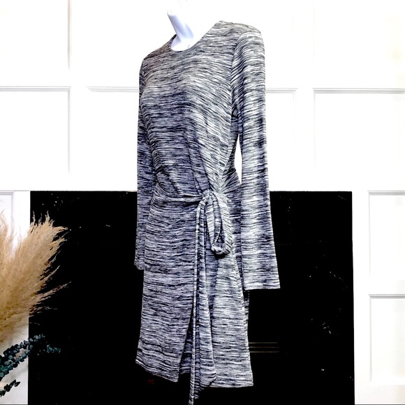 WHISTLES Ira Dress with Wrap Tie Waist in Grey Marl Size 6 - Picture 5 of 10